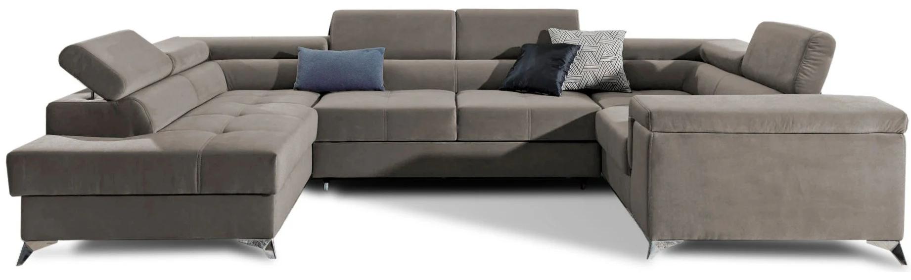 VENETI Geräumiges U-förmiges Sofa SEREIA – grau-beige, linke Ausführung 162-01-02035