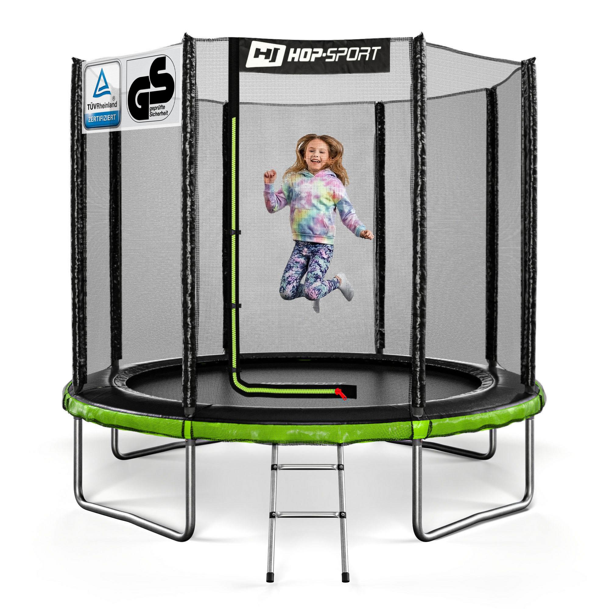 Trampolína Hop-Sport Outdoor - Ø 244 - Trampolína s vonkajšou bezpečnostnou sieťou, robustnou rámovou konštrukciou a bezpečnostnými certifikátmi - kompletná sada