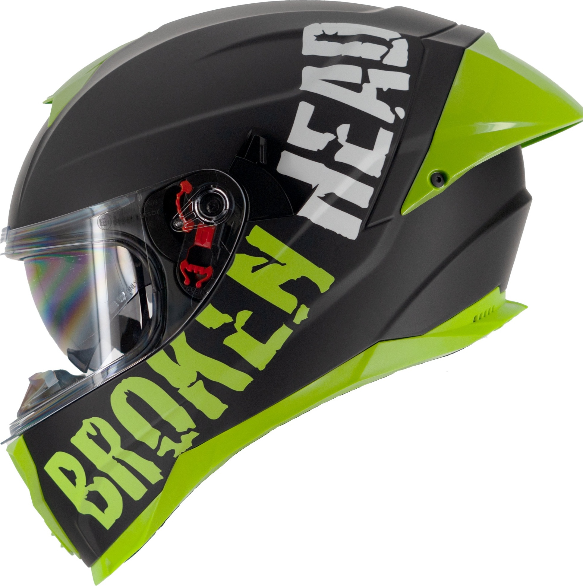 Broken Head BeProud Pro Sport Integralhelm Grün Mit Klarem Visier : L (59-60 cm) Größe: L (59-60 cm)