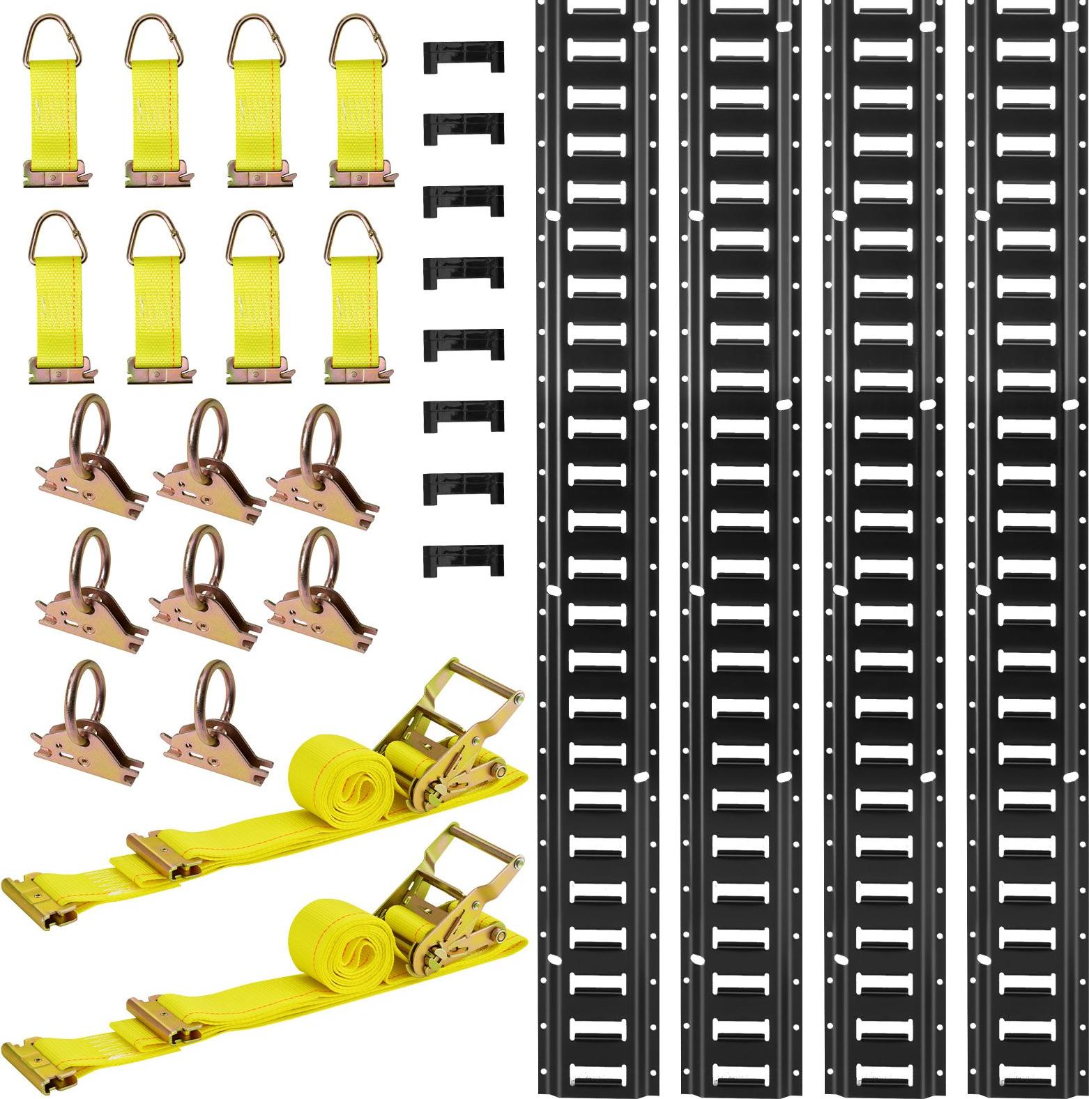 StarTech E-Track Zurrschienen-Set - 4er-Pack 2,3 m E-Track-Schienen - Set 26-tlg. - Inklusive 2 Ratschengurten - Mit 8 O-Ringen & 8 D-Ring-Zurrgurten - Für Anhänger & Transporter SPEXGD8FT1506Q87W001V0