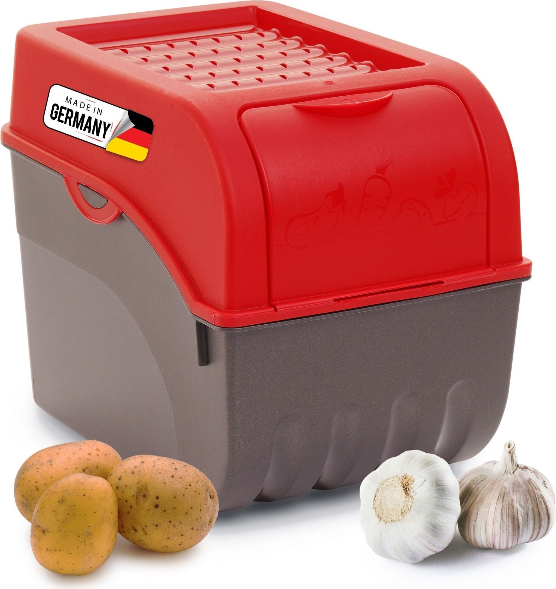 Novaliv 1x Groß 9l Kartoffelhorde rot Kartoffelbehälter Kartoffelbeutel Kartoffeleimer Kartoffeldose