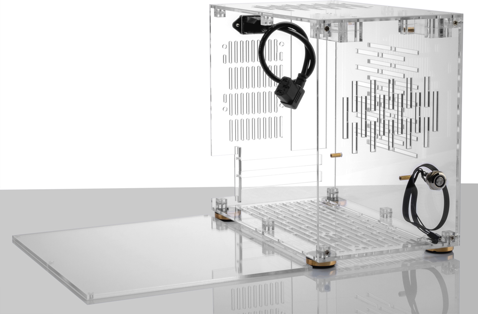 andoer Kleines Computergehaeuse, Plexiglasschale, kompaktes PC-Gehaeuse, Desktop-PC-Gehaeuse, ITX-Motherboard, 210-mm-Grafikkarte, SFX-Netzteil, 360¡ã-Rundum-Waermeableitung, PC-Gehaeuse