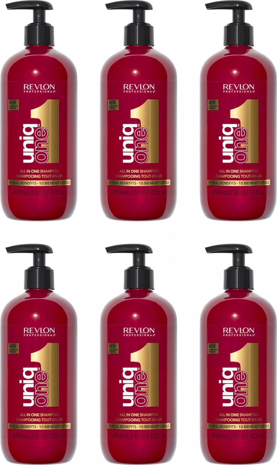 Revlon Uniq One All in One 6 x 490 ml Shampoo für jeden Haartypen 2 in 1 Set
