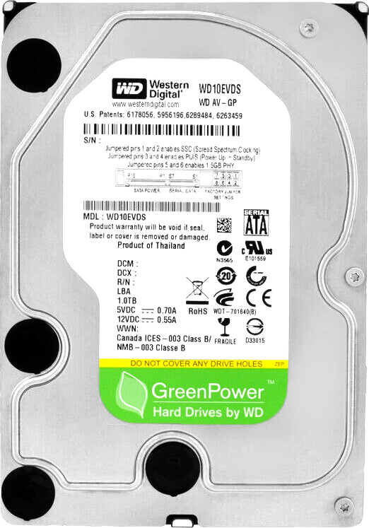 Western Digital 1TB WD10EVDS 5400 RPM 32MB Sata III 3,5 Zoll