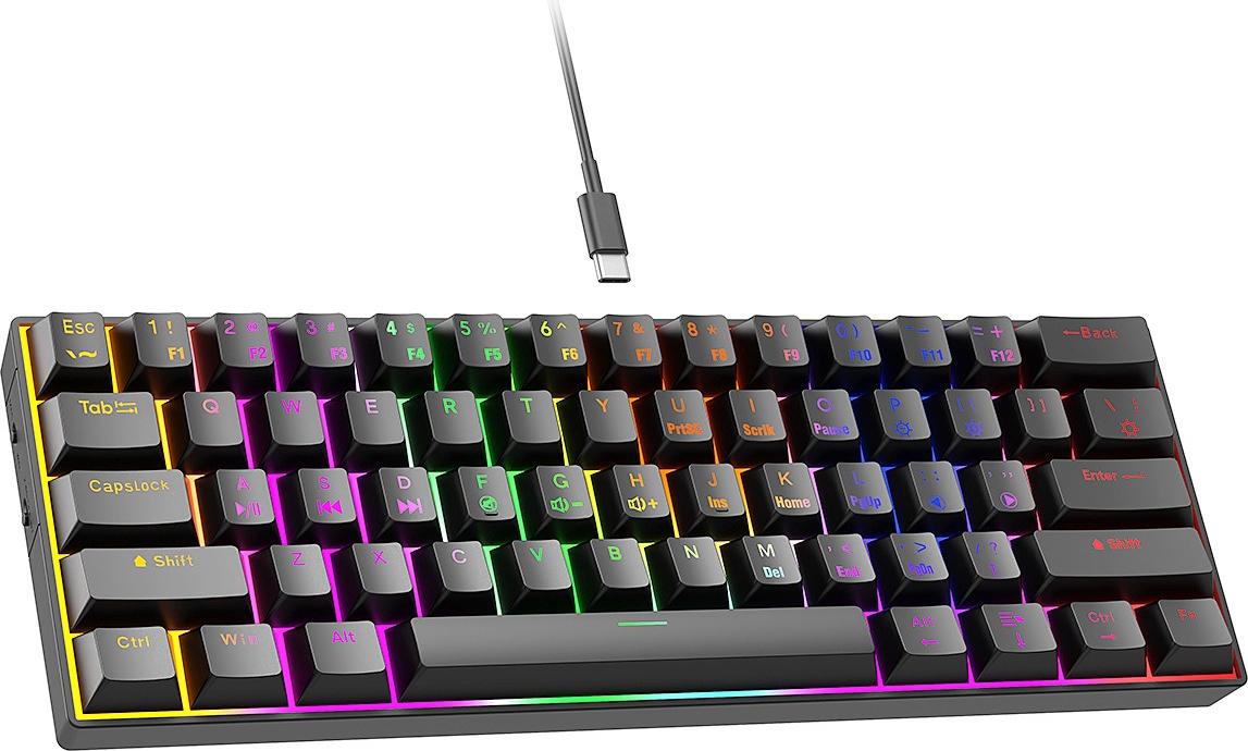 INF Kompakte 61-Tasten Mechanische Tastatur mit RGB-Beleuchtung - Tragbar Schwarz 399640