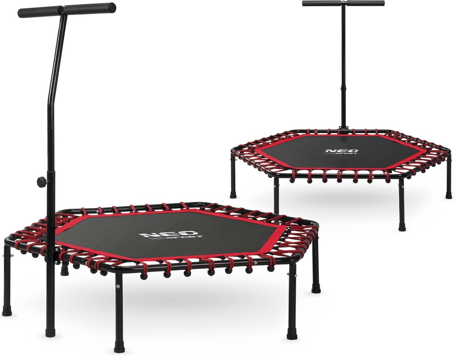 Trampolina fitness z uchwytem 127 cm Neo-Sport - sześciokątna czerwona