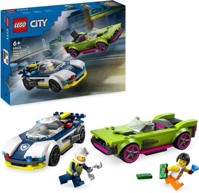 LEGO City Policajná naháňačka s policajným autom a superautom, stavebnice pre deti od 6 rokov, s minifigúrkami