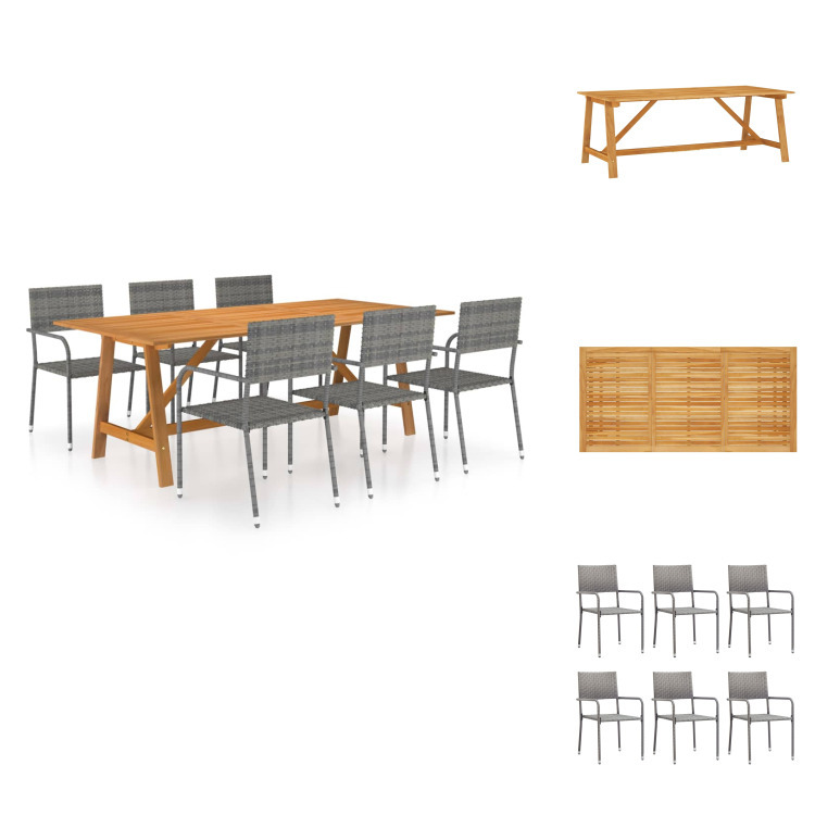 vidaXL 7-dielny záhradný jedálenský set sivý - Záhradné nábytkové zostavy