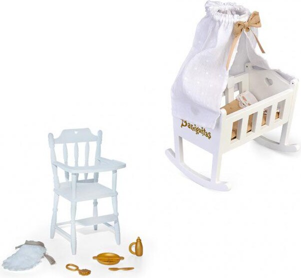 barriguitas- Set von Kinderbett, Hochstuhl und Zubehör für Baby (Famosa 700015557) BARRIGUITAS