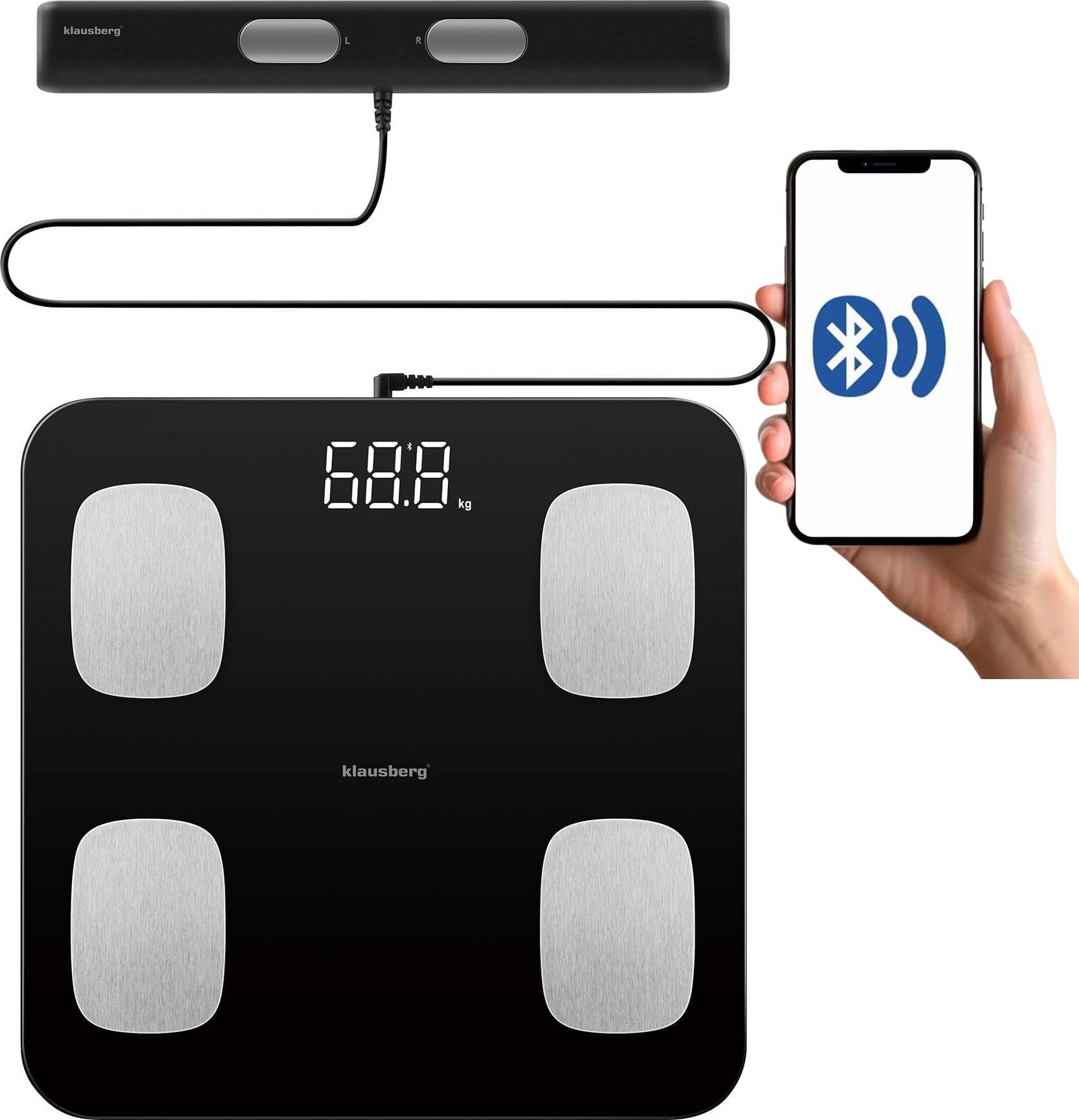 Personenwaage mit Körperfett- und Körperzusammensetzungsmessung, Smart, BT, KLAUSBERG KB-7852 schwarz