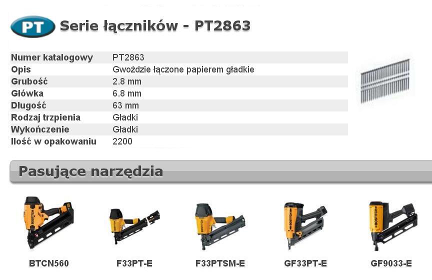 BOSTITCH-NÄGEL PT 33` 2,8 x 63 mm 2200 Stk. Bostitch-PT2863