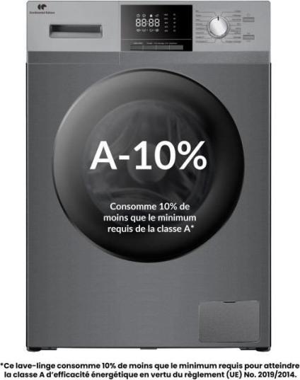 Frontlader-Waschmaschine – CONTINENTAL EDISON – CELL8140IS1 – 8 kg – Induktionsmotor – 60 cm – 1400 U/min – Silber.