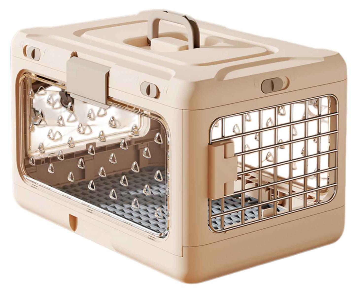 Zimilo Faltbare Haustier-Transportbox für Katze und Hund, Pet Carrier mit transparentem Fenster, Belüftung, Metallgitter und Urinmatte, Rosa