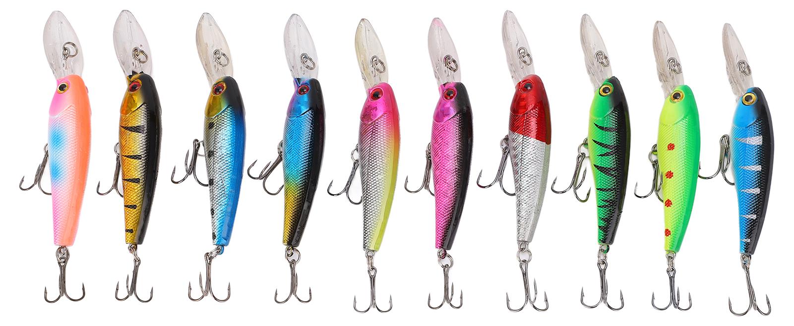Gistuch 10-teiliges Angelköder-Set, 10 Farben, Minnow-Köder-Gerät, 9 cm, 7,5 g pro Stück, für Süßwasser-Langschüsse