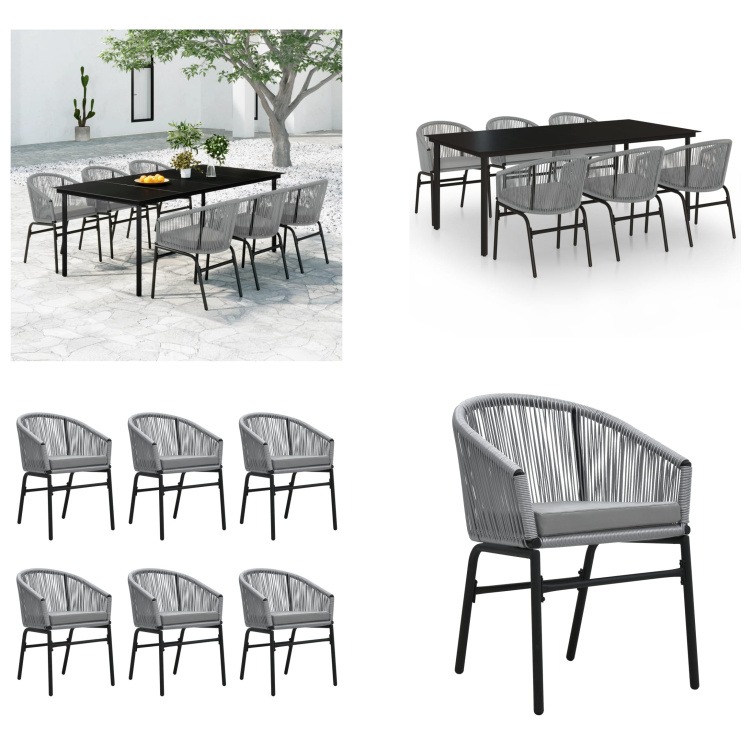 vidaXL 7-dielny záhradný jedálenský set sivý - Záhradný jedálenský set - Záhradné jedálenské sety - Jedálenský set - Jedálenský set na terasu