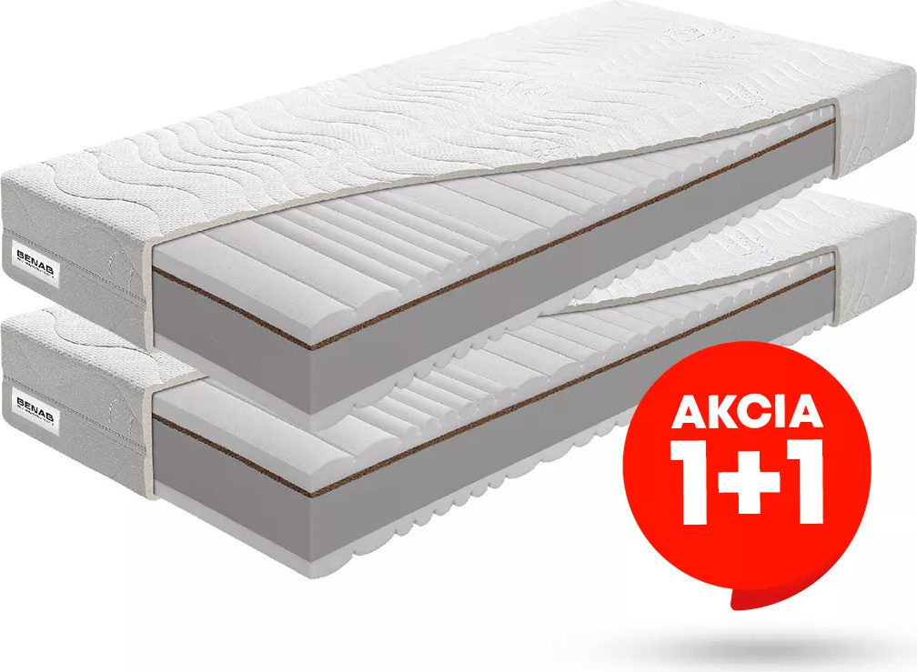 Kaltschaummatratze Benab King 1+1 Matratze 85 x 200 cm H3 / H5 hart 20 cm hohe Kaltschaummatratzen, Silber, Kokosschicht, HR-Schaum, PUR-Schaum, 7-Zonen-Profilierung, Hot Melt, 1+1,