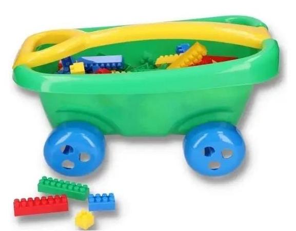 Hemar Family Bausteinwagen mit hochwertigen Bausteinen für Aufbewahrung, Transport und Spiel