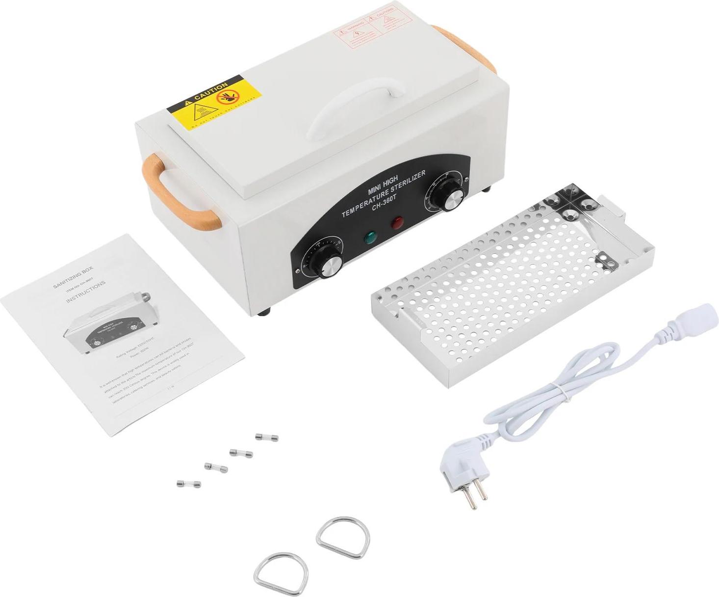 StarTech Elektrischer Heißluft-Sterilisator - Sterilisationsschrank - 300 W - 2 l Volumen - 50–220 °C - Timer 0–60 Min - 220–240 V EU‑Stecker - Weiß/Schwarz