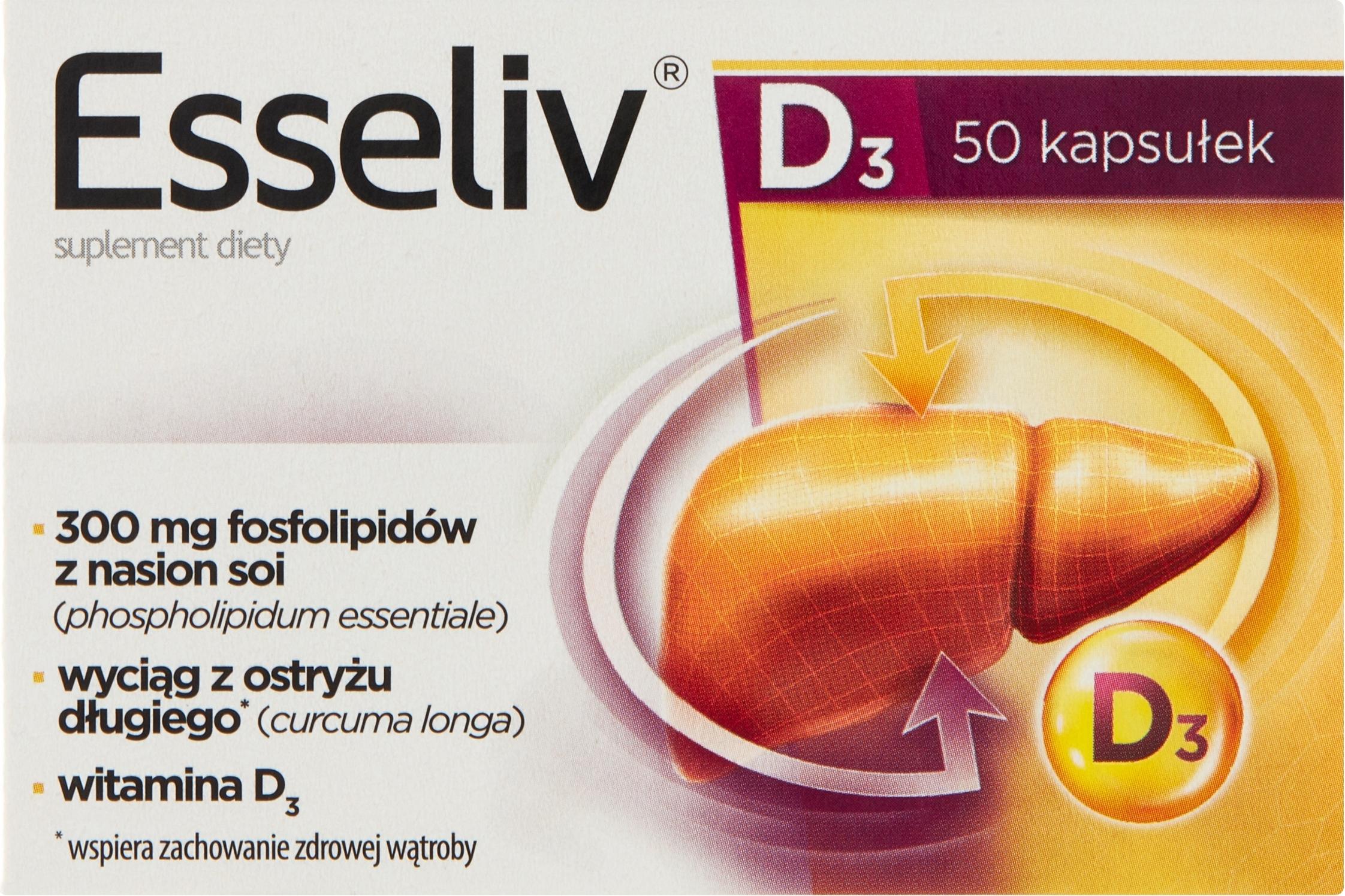 Aflofarm ESSELIV D3 Phospholipide aus Sojabohnen, Kurkuma 50 Kapseln
