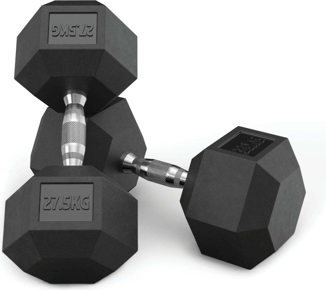 ATLETICA Hexagon Hantel Set | 27,5 kg - 37,5 kg | PVC Umhüllung | jeweils 2,5 kg Steigerung | Professioneller Bezug 555-1374