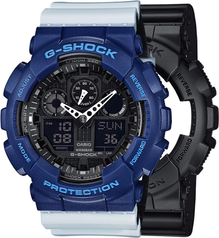 Zegarek Casio G-Shock SET GA-100-1A1ER + BEZEL 10527398 + PASEK 10527469 20BAR