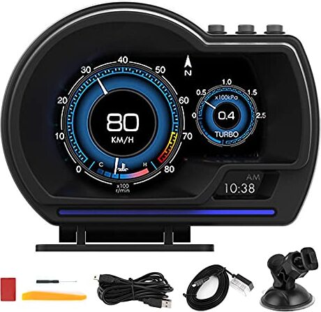 EBTOOLS Head-up Display Car OBD2 + GPS Smart Gauge HUD-Tachometer-Turbo-Speed