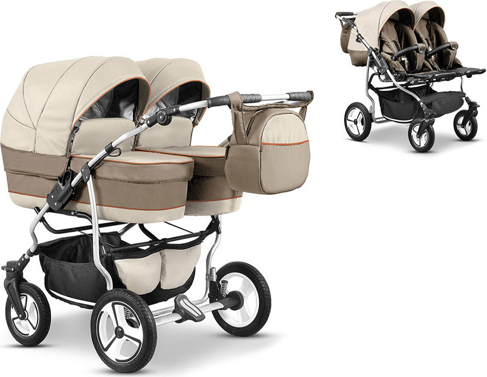 Zwillingskinderwagen 2 in 1 Twin Star inkl. Sportsitze - 10 Teile - in 16 Farben