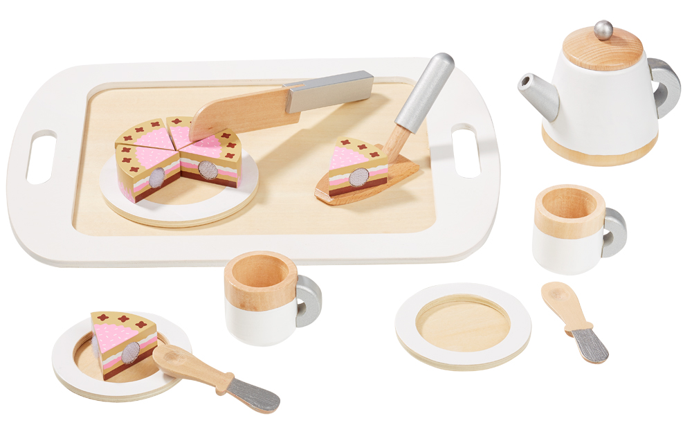 PLAYTIVE® Holzspielset Tee-Service Prinzessin 23tlg Kaffeeservice Spielküche 