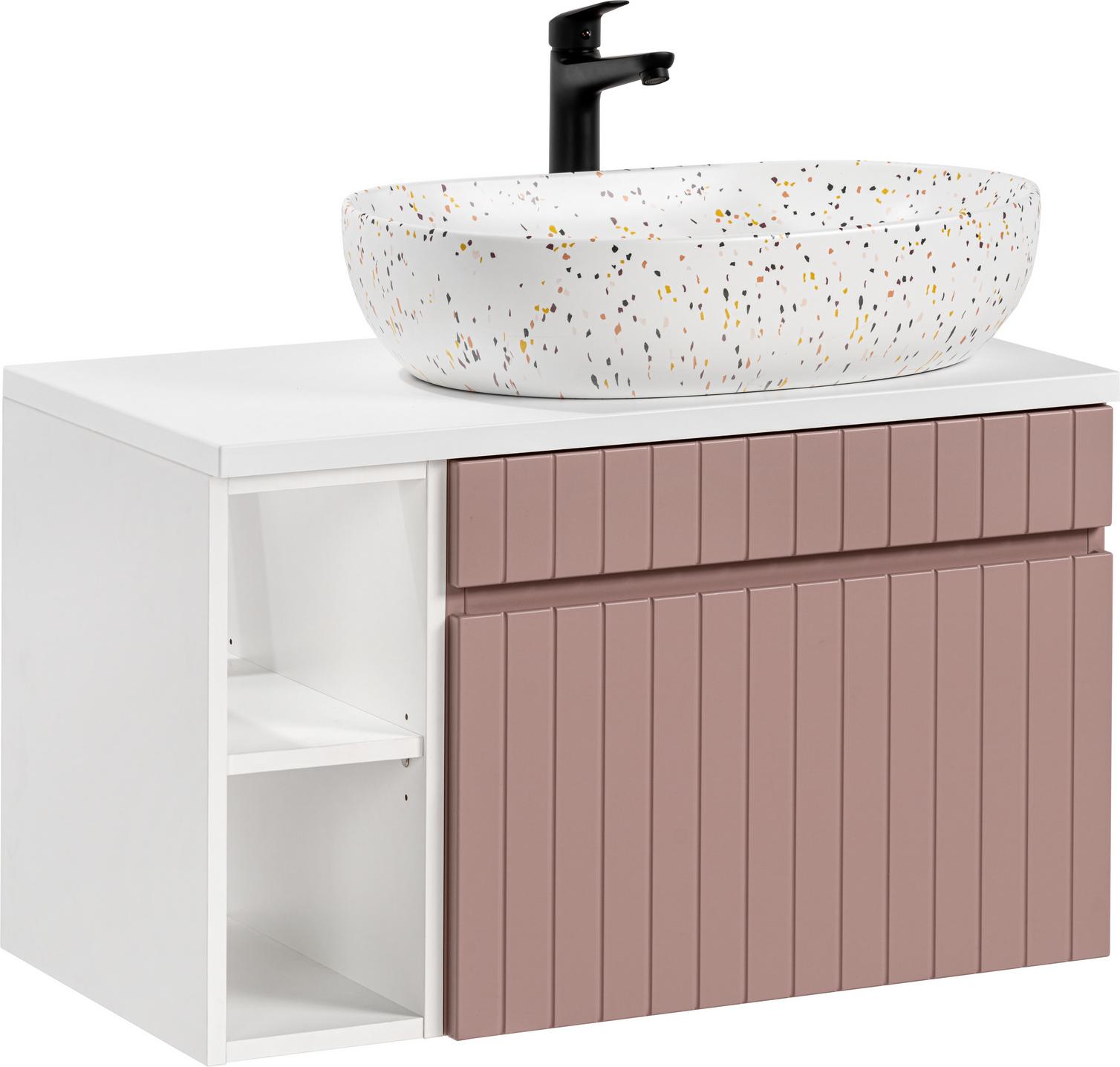 COMAD Rosa und weißes Wandwaschbeckenregal Lili 80N COMAD-27756