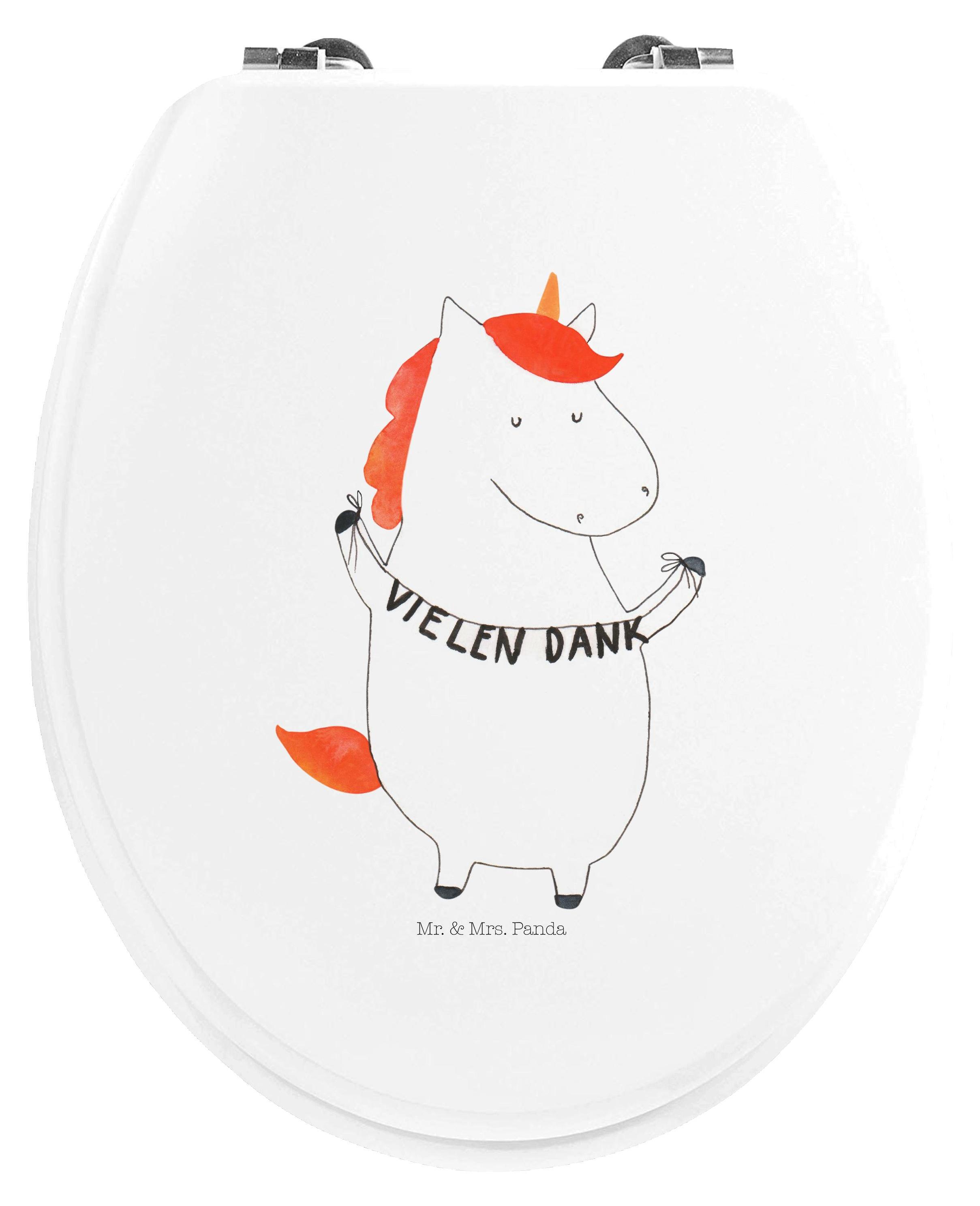 Mr. & Mrs. Panda Klobrille Einhorn Dankeschön - Weiß - Geschenk, Danke, klo deckel, Toilettendeckel, Danksagung, Vielen Dank, Klodeckel, Unicorn, Holz, Einhörner PD-1155427-STANDARD