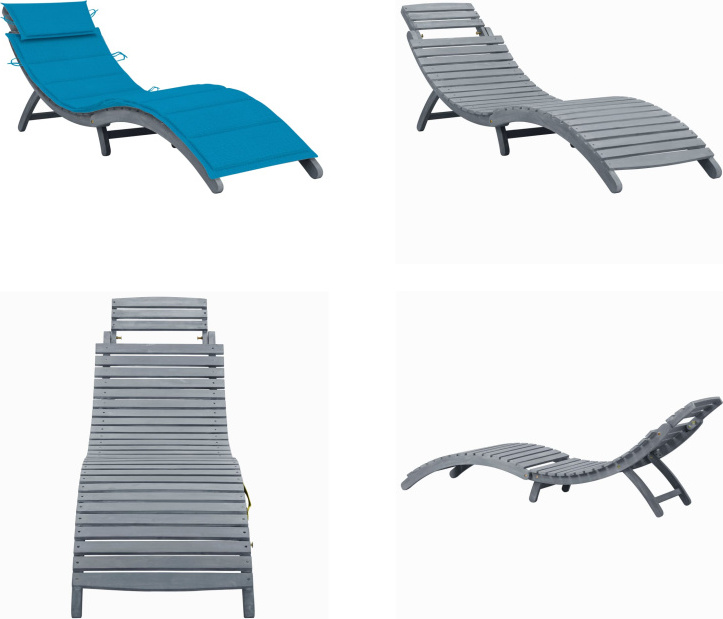 vidaXL Lehátko s vankúšom sivé z masívneho dreva akácie - Lehátko - Lehátko - Ležadlo - Ležadlá