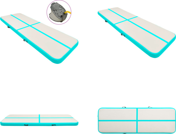 vidaXL Aufblasbare Gymnastikmatte mit Pumpe 400x100x15 cm PVC Grün - Gymnastikmatte - Gymnastikmatten - Gymnastik Yoga Matte - Gymnastik Yoga Matten HL92663