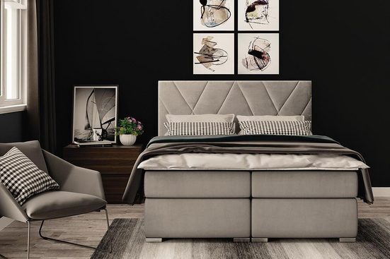 Boxspringbett Luxus Schlafzimmer Bett Polster Stoff Doppelbett - JVmoebel JVM4067282546677