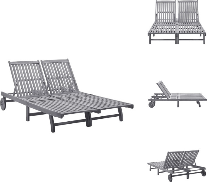 vidaXL Lehátko pre 2 osoby z masívneho dreva akácie - Lehátka