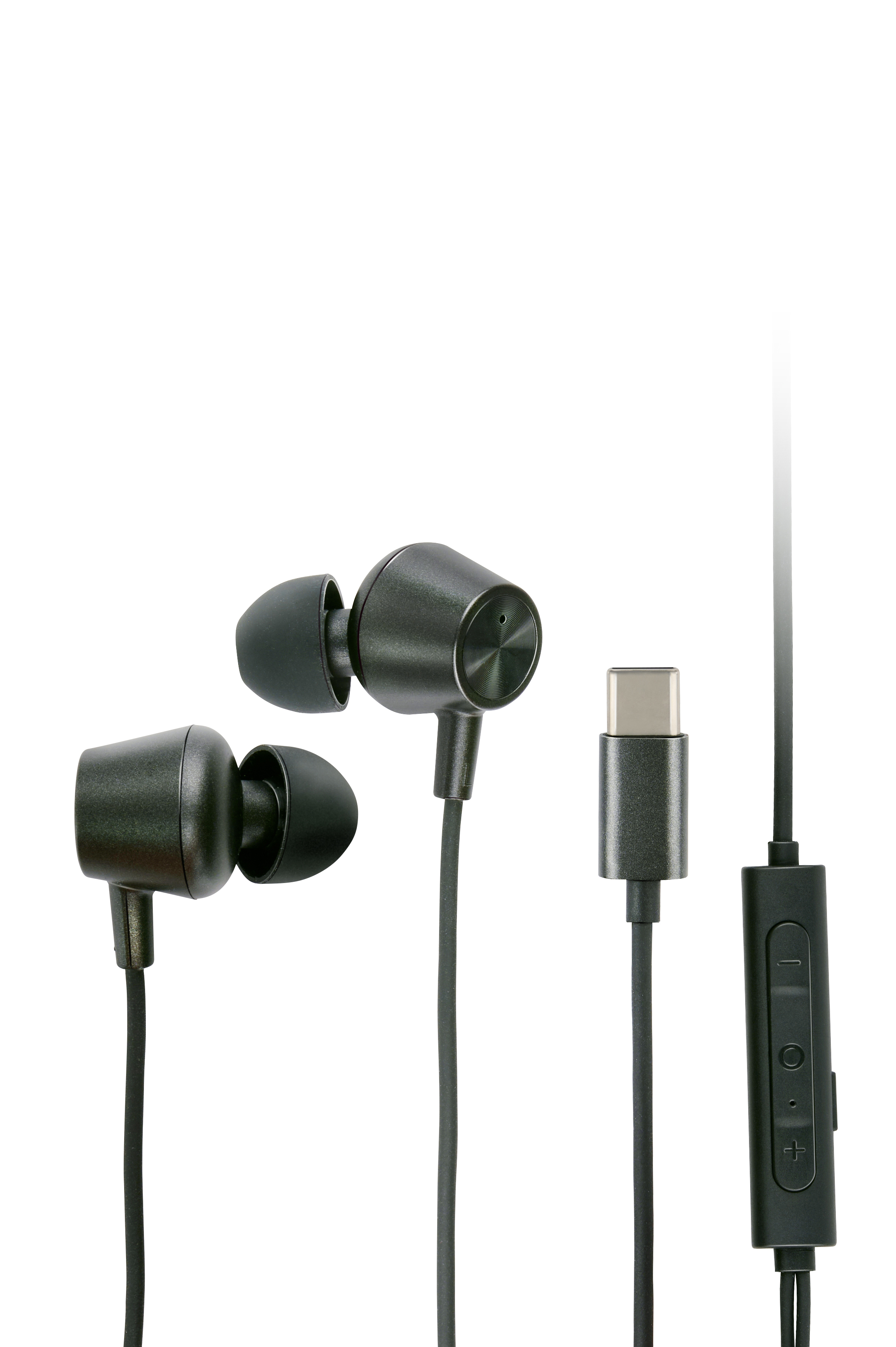 Slúchadlá Grundig s káblom USBC - Headset so 120 cm káblom - Slúchadlá do uší s mikrofónom - Kompatibilné s iPhone, Samsung a tabletom - Air Bud s potlačením hluku - Čierne