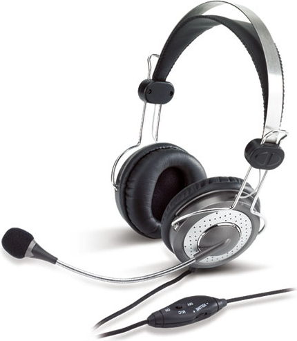 GENIUS Headset HS-04 SU fuer Game Internettelephonie oder Musik mit Lautstaerkeregler am Kabel und Stummtaste fuer das Mikrophon (31710045100)