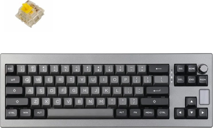 EPOMAKER Shadow-X Gasket Mechanische Tastatur mit Kabel/Bluetooth/kabellos,mit Bildschirm, Gateron Pro Yellow Switch