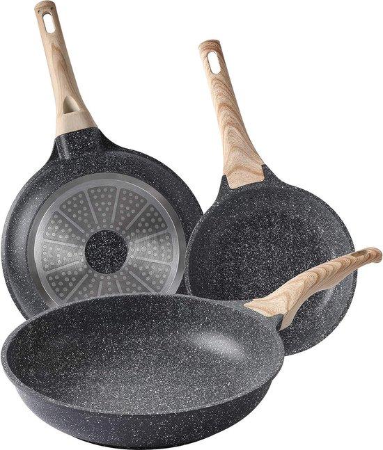 Famanu Pfannenset Antihaftbeschichtung 20/24/28 cm - Schweizer Titan Antihaftbeschichtung 183323