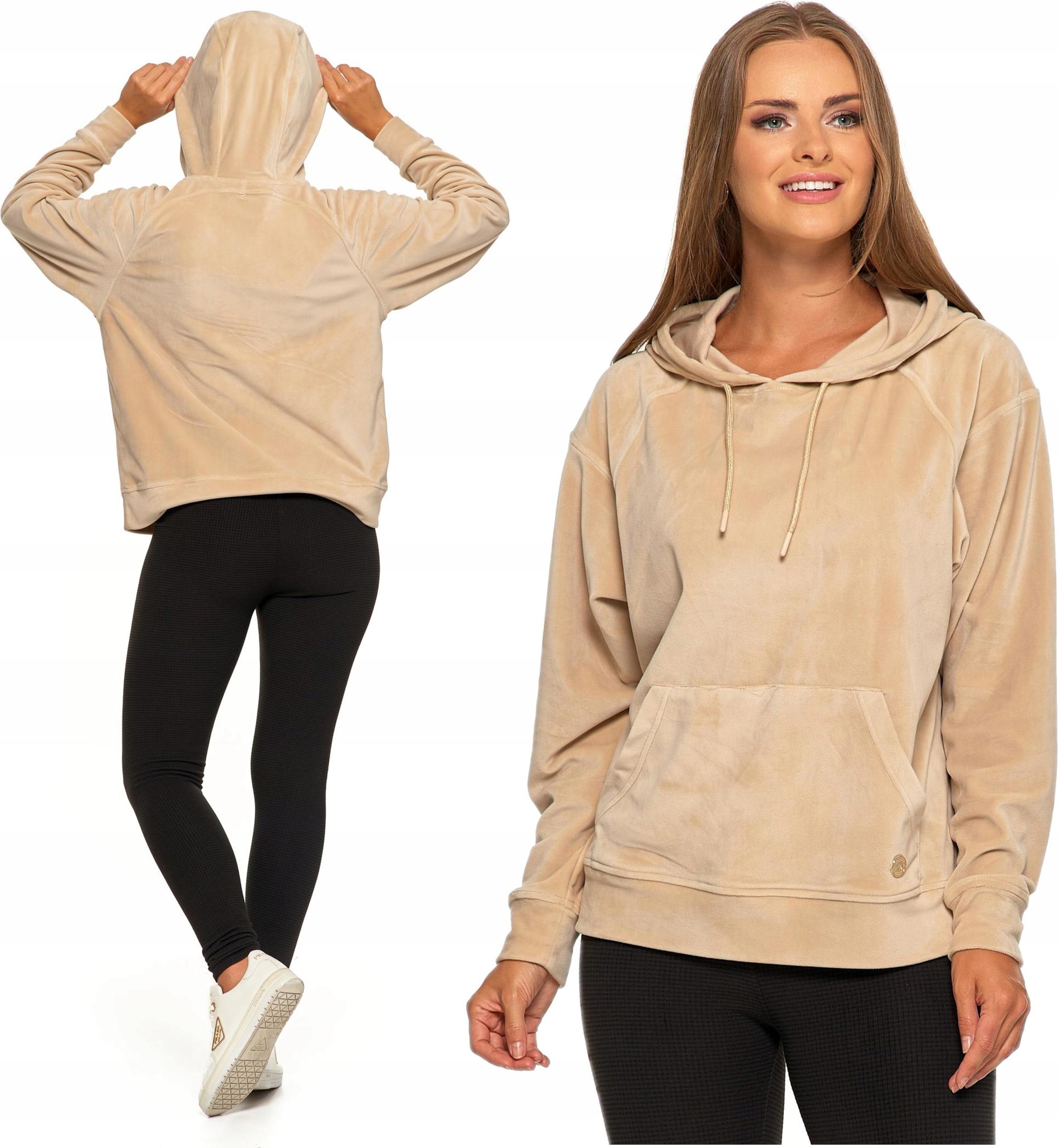 Damen Sweatshirt mit Kapuze Overhead Velours Bequem MORAJ L