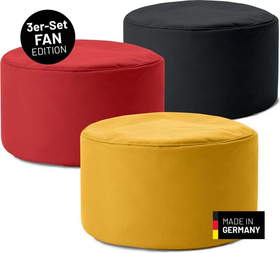 DS Produkte Lumaland Sitzsack-Hocker EM-Set 3-tlg. 150l schwarz/rot/gelb 1x schwarz/1x rot/1x gelb Lumaland Sitzsack-Hocker EM-Set 3-tlg. 150lschwarz/rot/gelb