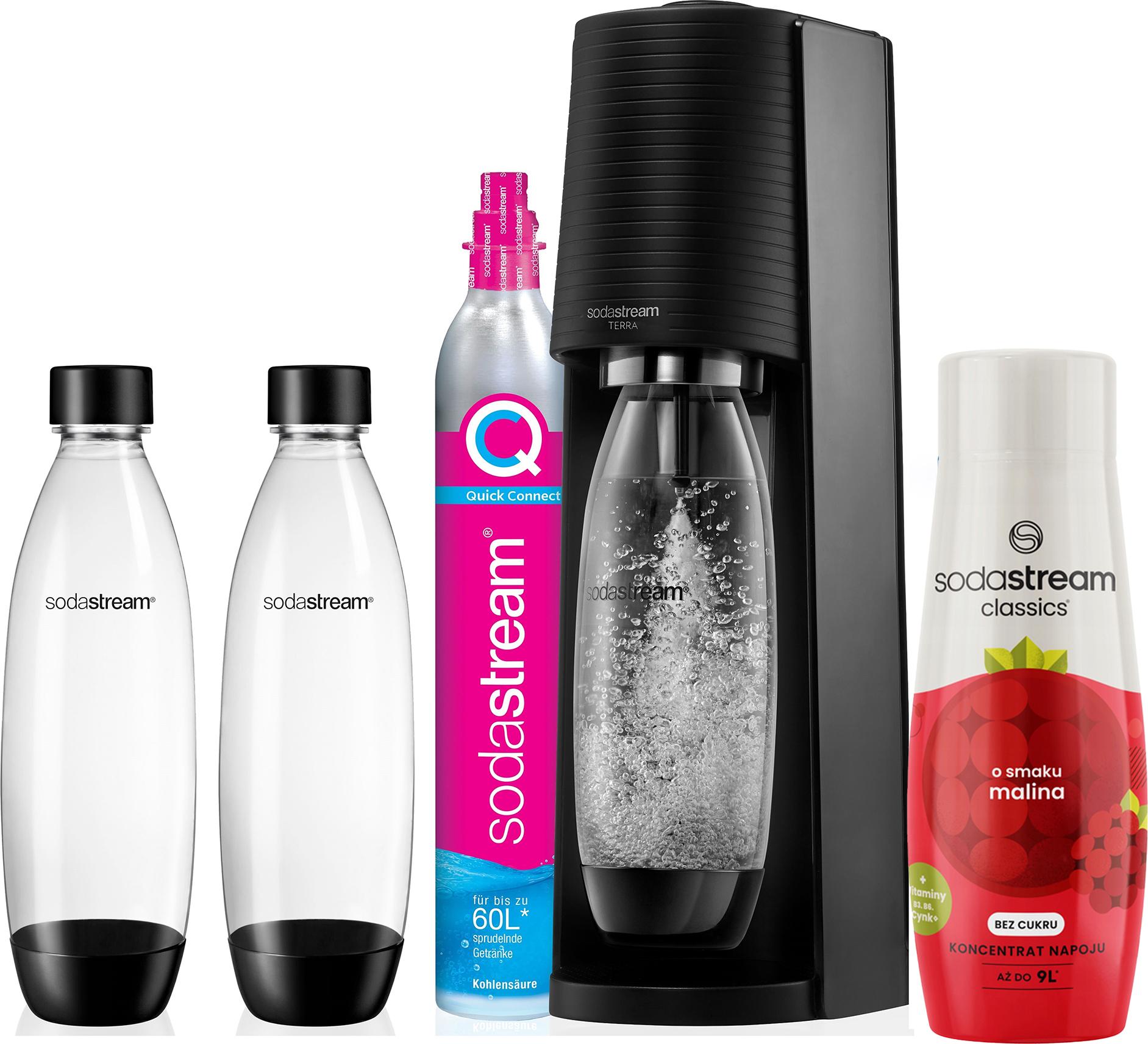 SODASTREAM TERRA SATURATOR-KARTUSCHE 2 FLASCHEN 1L + Himbeersirup