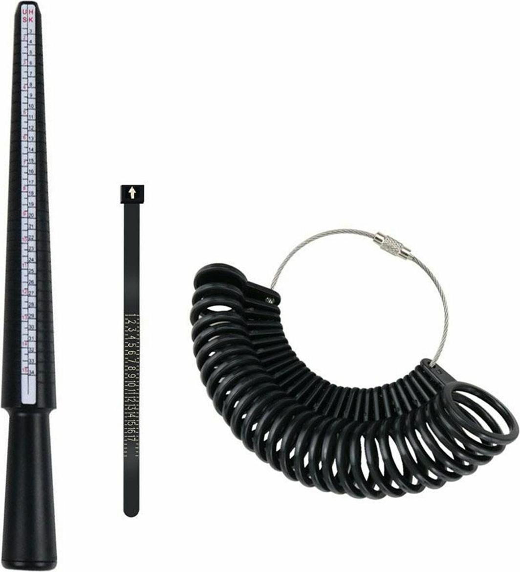 APT® Ringgrößenmesser Ringsatz mit Messbecher (Größen 3-34), Messstift (Größen 1-17) und Juweliermaßband AG929