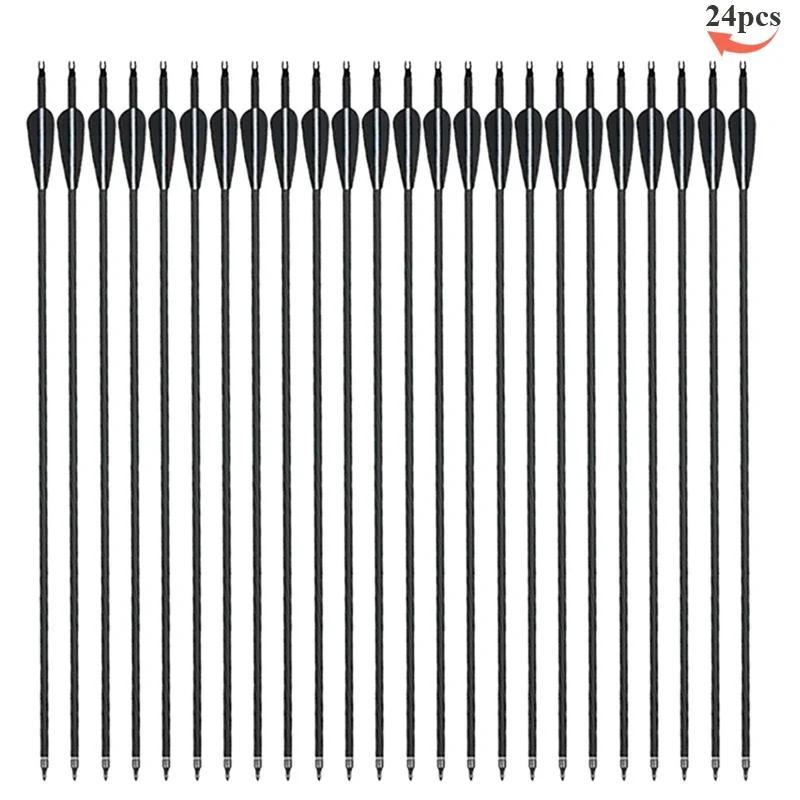 StarTech Carbonpfeile Bogenschießen - 24er Set Jagdpfeile - Gemischtes Carbon - 80 cm Für Recurvebogen - Spine 500-550 - Schwarz