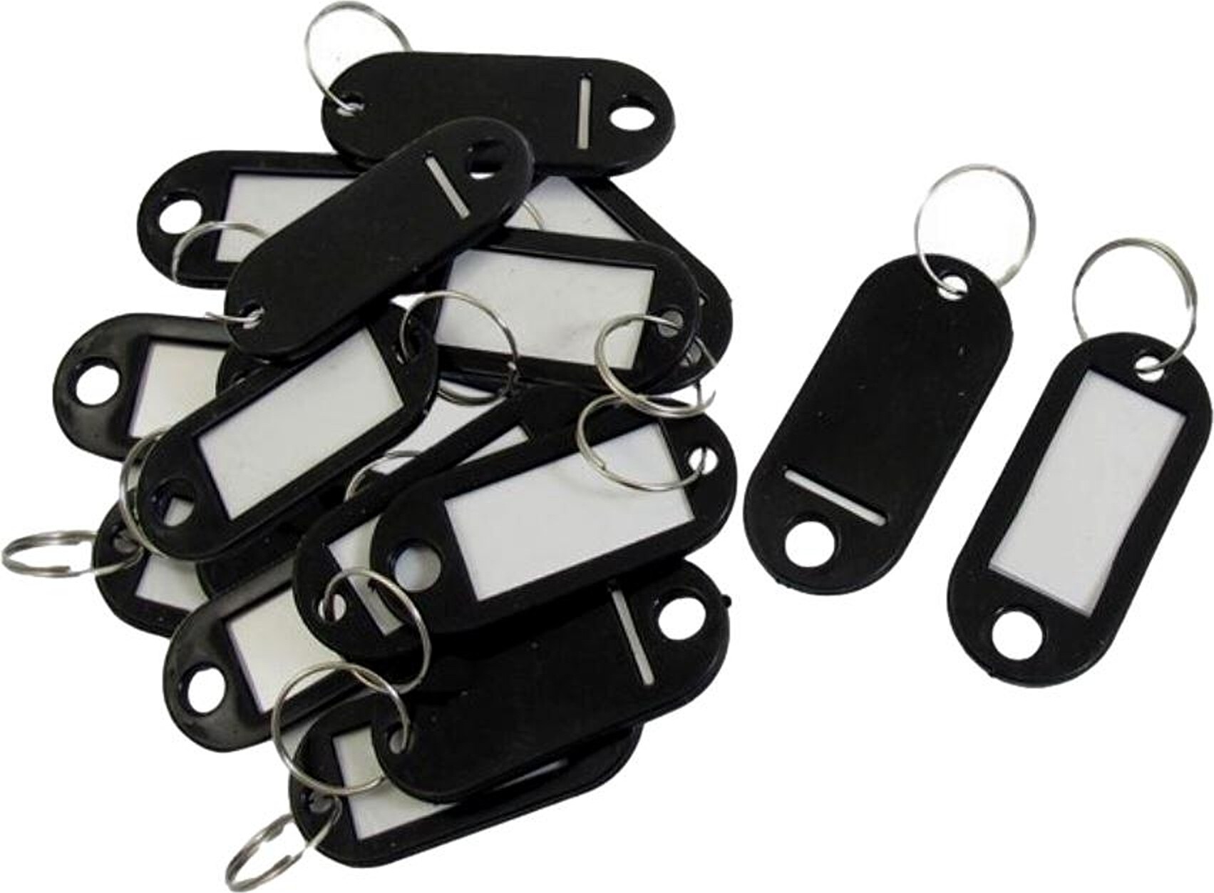BAYLI 40er Pack Schlüsselanhänger zum Beschriften Einfarbig - Schwarz - Schlüsselschilder mit Ring beschriftbar | Schlüsselring zum Beschriften | Schlüsselring Kunststoff mit auswechselbaren Etiketten 40x Schlüsselanhänger zum Beschriften