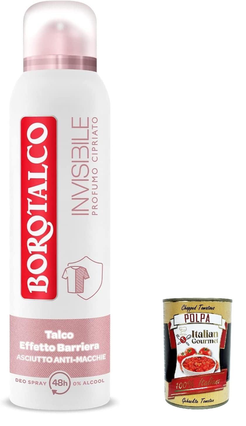 6x Borotalco, Rosa Invisible Spray Deodorant, Formel ohne Alkohol mit Talk der Barriereeffekt, erfassen und überträgt keine LAIONS 48H Pulver Parfüm 150 ml + Italian Gourmet Polpa 400g 7Z-AUEH-E0J8
