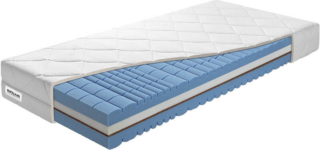 Kaltschaummatratze Benab Delta Flex Matratze 85 x 200 cm H3 / H4 hart 21 cm hohe Kaltschaummatratzen, Lyocell, Kokosschicht, HR-Schaum, Beidseitiges Antidekubitus-Profil, Partnermatratze, Hot Melt,