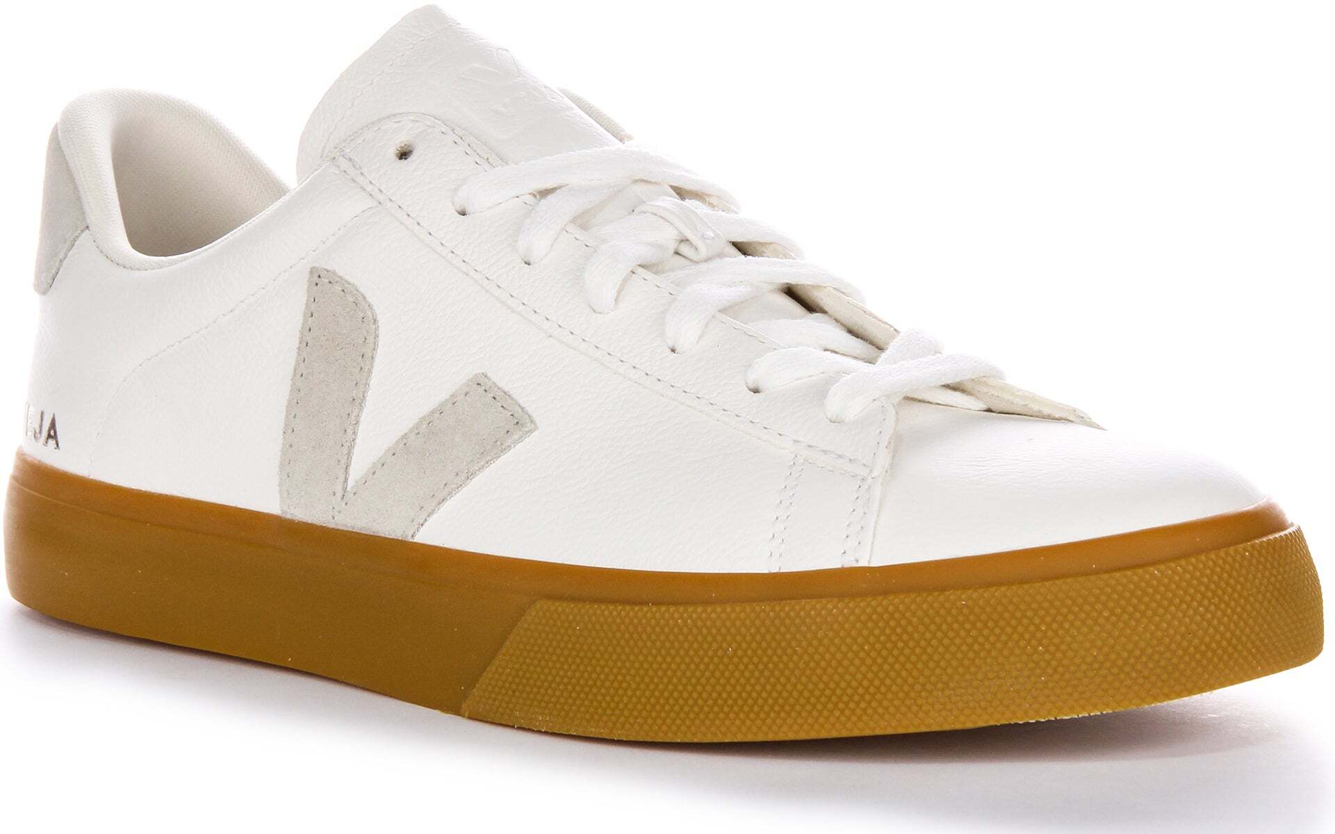 Herren Sneaker aus chromfreiem Leder Veja Campo mit Logo auf der Gummisohle in Naturfarben – 6 Großbritannien - 40 EU - 7 USA / Natürlich