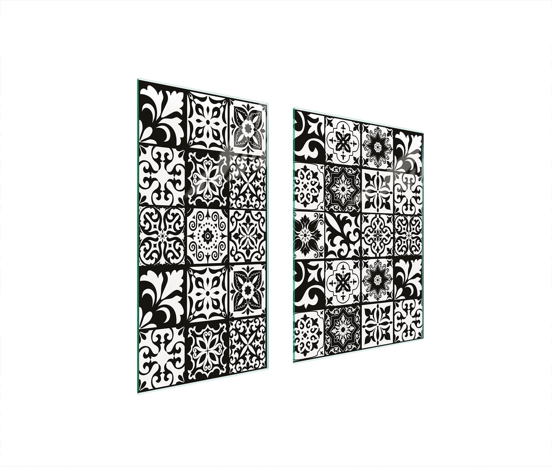 TMK ArtDeko Herdabdeckplatten 2 teilig 75x52 Ceranfeld Abdeckung Glas Schneidebrett Mosaik Stück