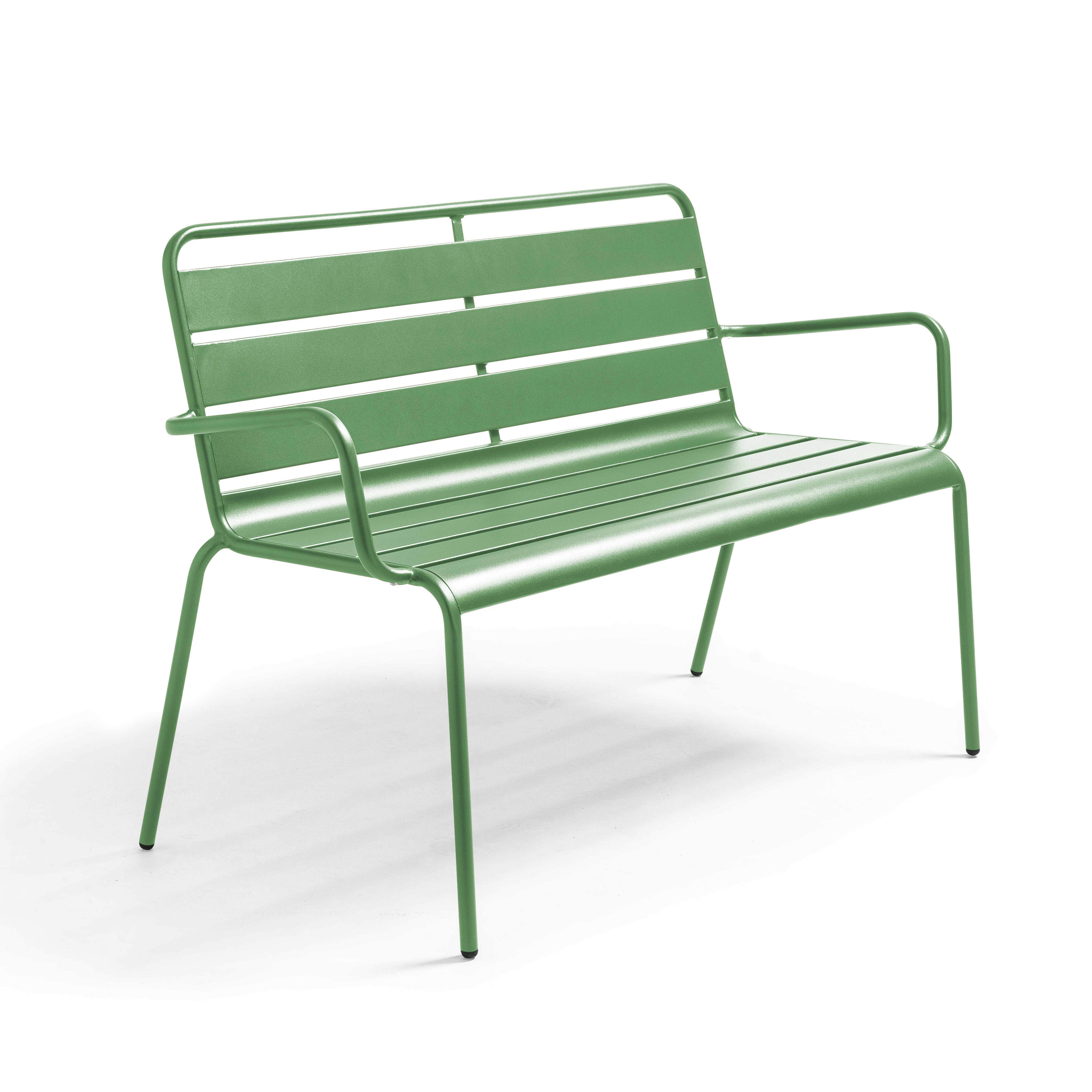 Gartenbank aus pulverbeschichtetem Stahl Grüner Kaktus - Oviala Palavas 105668