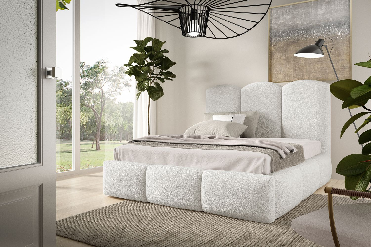 Manželská čalúnená posteľ 140x200 ROLANDA - biela